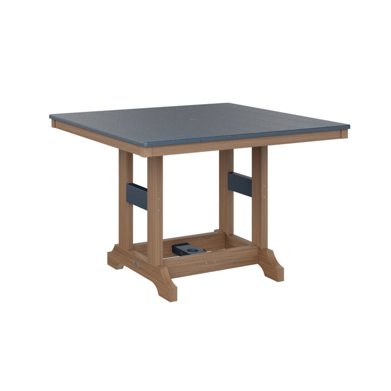 Garden Classic Outdoor Square Dining Table, Antique Mahogany, Navy Blue