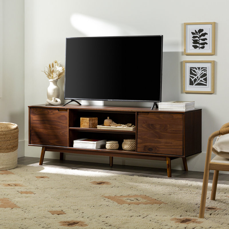 Griffing 70" Solid Wood 2-Door TV Stand for TVs up to 75", Walnut