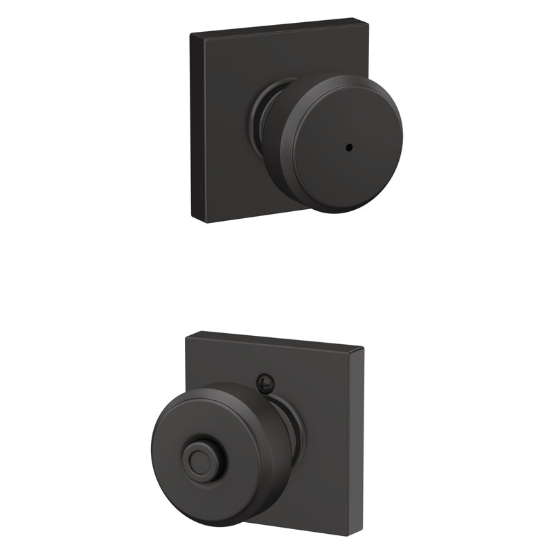 Bowery Privacy (Bed & Bath) Door Knob with Rosette, Matte Black, Privacy