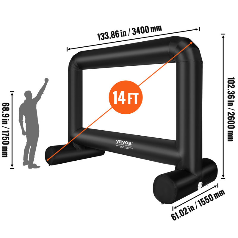 VEVOR 14 FT Black Inflatable Outdoor Movie Screen