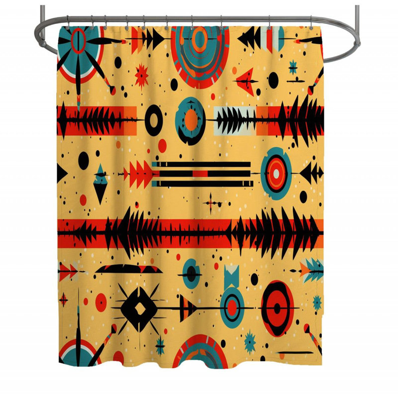 Rideau de douche Native American - décoration de salle de bain tribale, H 93 po x l 70 po