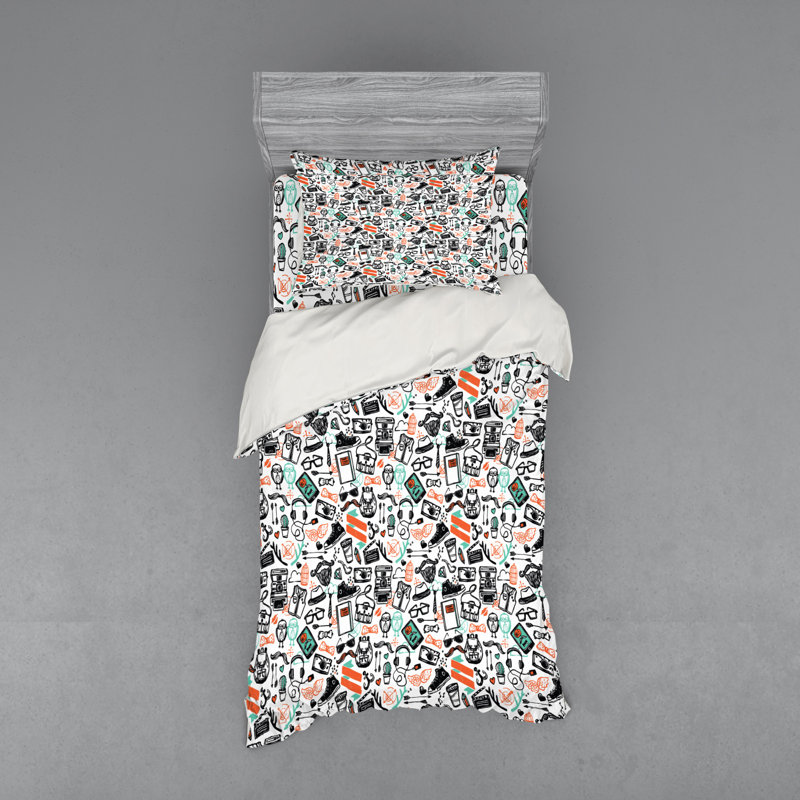 Ensemble de housse de couette en microfibre moderne et contemporain, Housse de couette simple + 6 pièces supplémentai