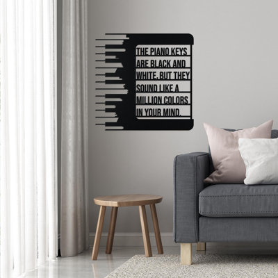 Clés de piano, art mural en métal, signe de citation de musique, décoration murale inspirante, cadeau de musicien, cadeau de pianiste, pièce de musique, décor de Studio