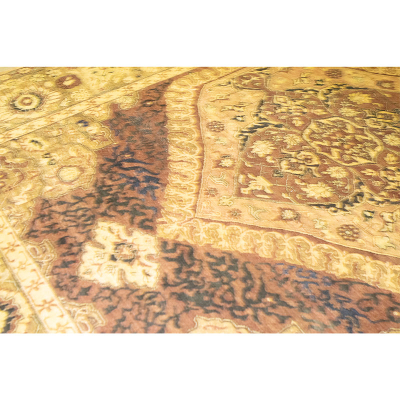 Tapis brun et chameau de haute qualité noué à la main