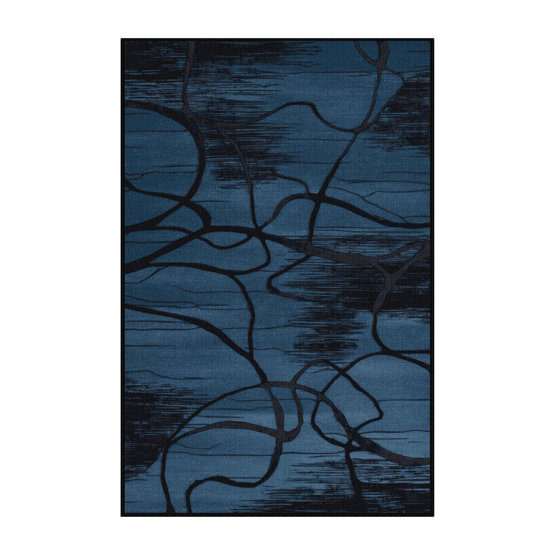 Tapis abstrait gris lavable à la machine, Rectangulaire 2 pi x 3 pi