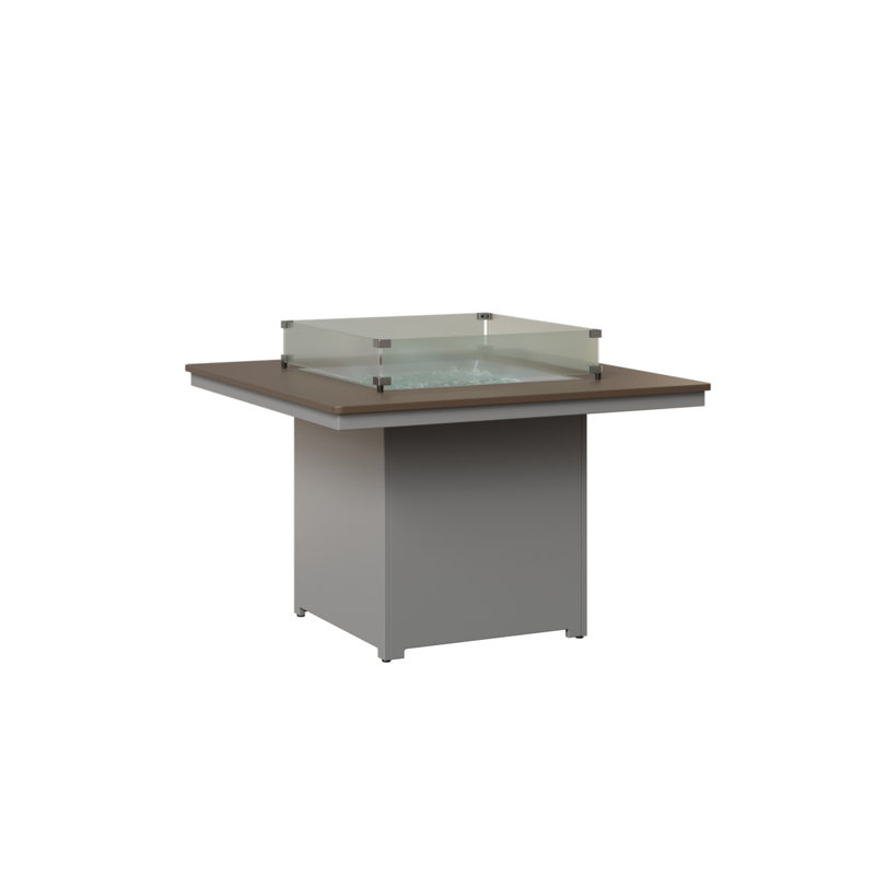 Berlin Gardens Numa Fire Pit Dining Table, Hammered Top Bronze with Fog Base