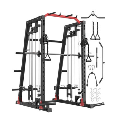 All-in-One Squat Rack & Cable Crossover Machine – 2200lbs Home Gym System