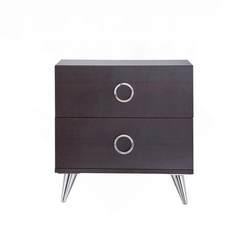 Table de chevet 2 tiroirs en MDF avec pieds en plastique