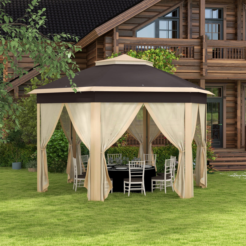 Pavillon de jardin avec filet en filet à 6 fermetures à glissière