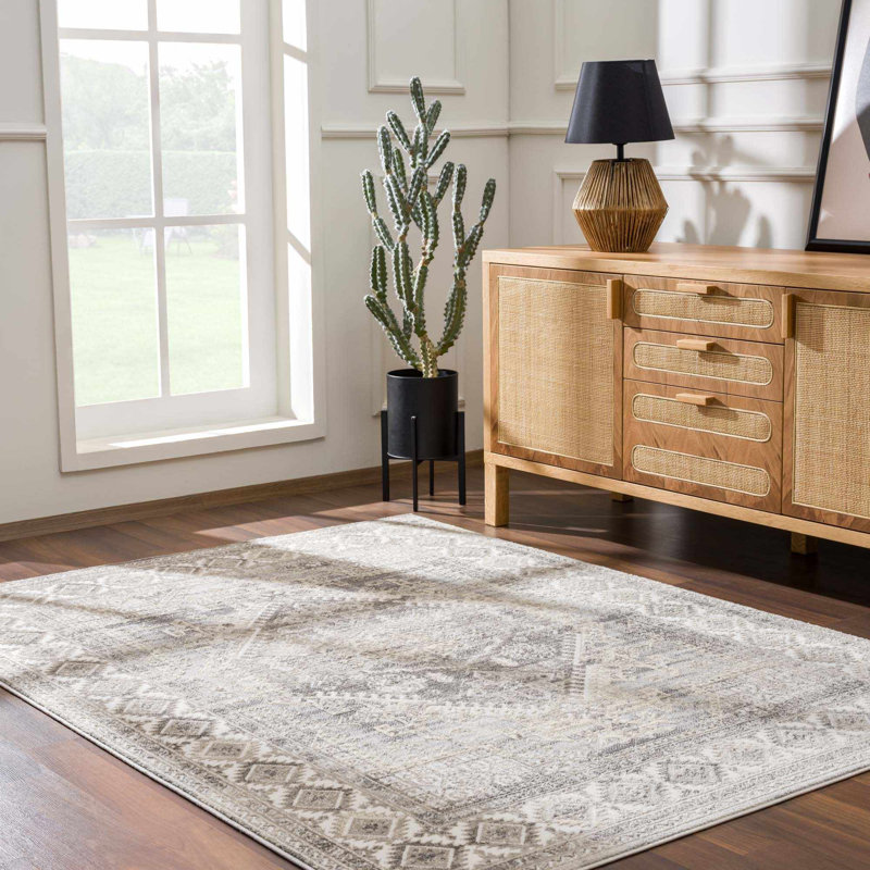 Brenda Moroccan Taupe Area Rug, Rectangle 5'3" x 7'