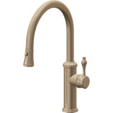 Davoli Pull-Down Kitchen Faucet with Button Sprayer - Low Arc Spout