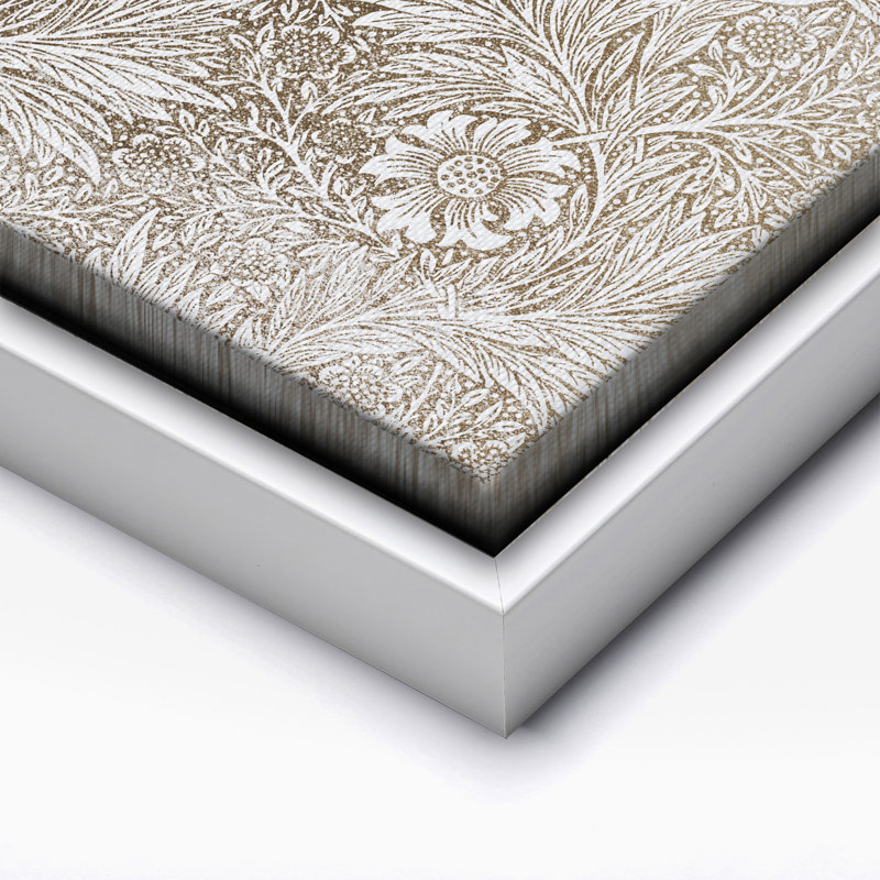 William Morris - Marigold No9, Canvas, White Framed, 11"H x 14"W