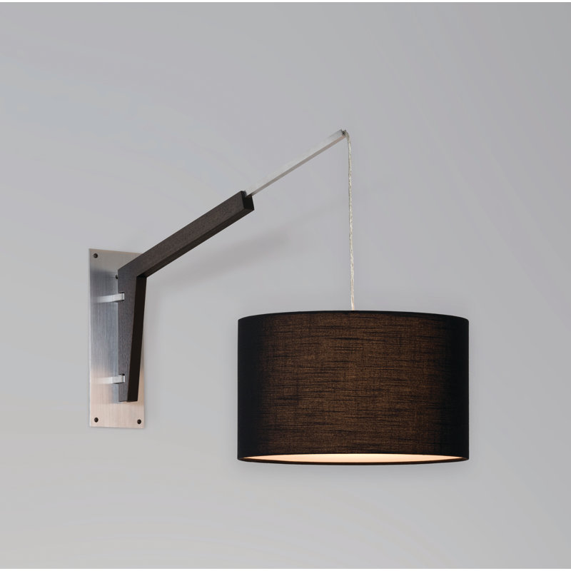 Bras pivotant à 1 lumière Talea, Aluminium brossé / noyer foncé teint, Armaretto noir