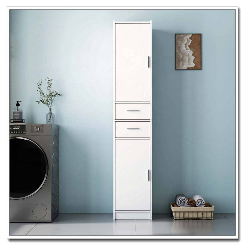 Armoire de rangement pour salle de bain de 70,87 po de hauteur avec 2 portes et 2 tiroirs