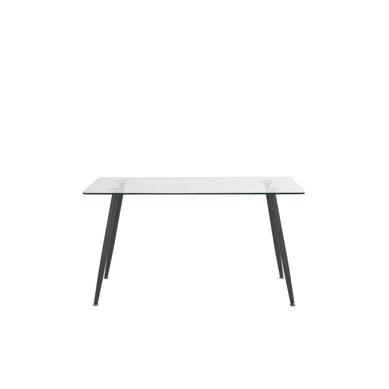 Emelyn Glass Top Metal Base Dining Table