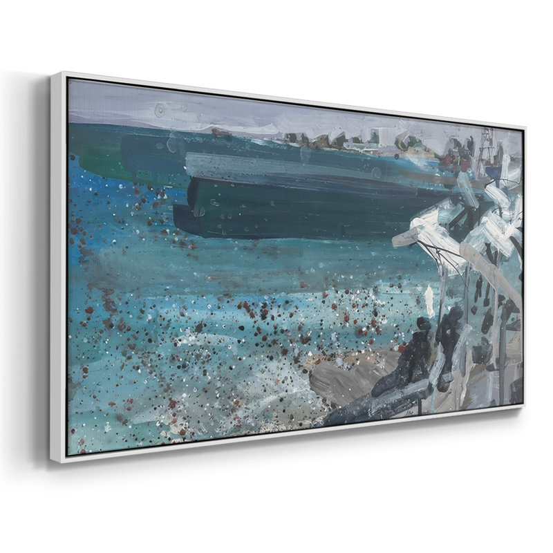 Plage bien - Toile tendue avec châssis, prête à accrocher, H 17 po x l 33 po, Blanc