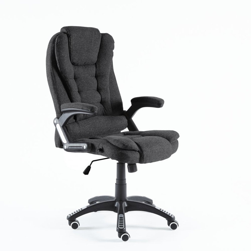 Inbox Zero Twill Executive Chair with Headrest, Dark Grey