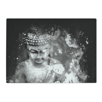 Tempered Glass Buddha Surrounded Chopping Board