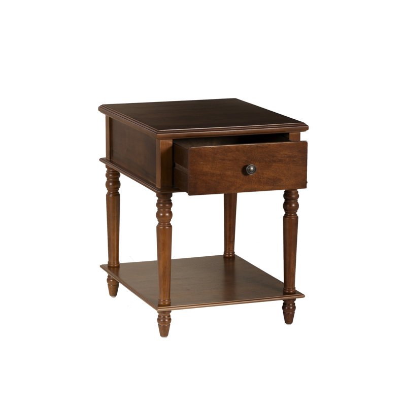 Table de bout avec tiroir de rangement Birkley, Noisette