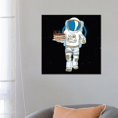 Cosmonaut And Cake by Art Mirano - Wrapped Canvas Print