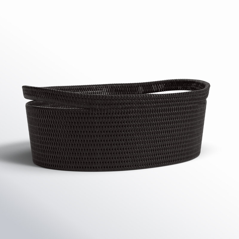 Handwoven Black Rattan Oval Storage Basket