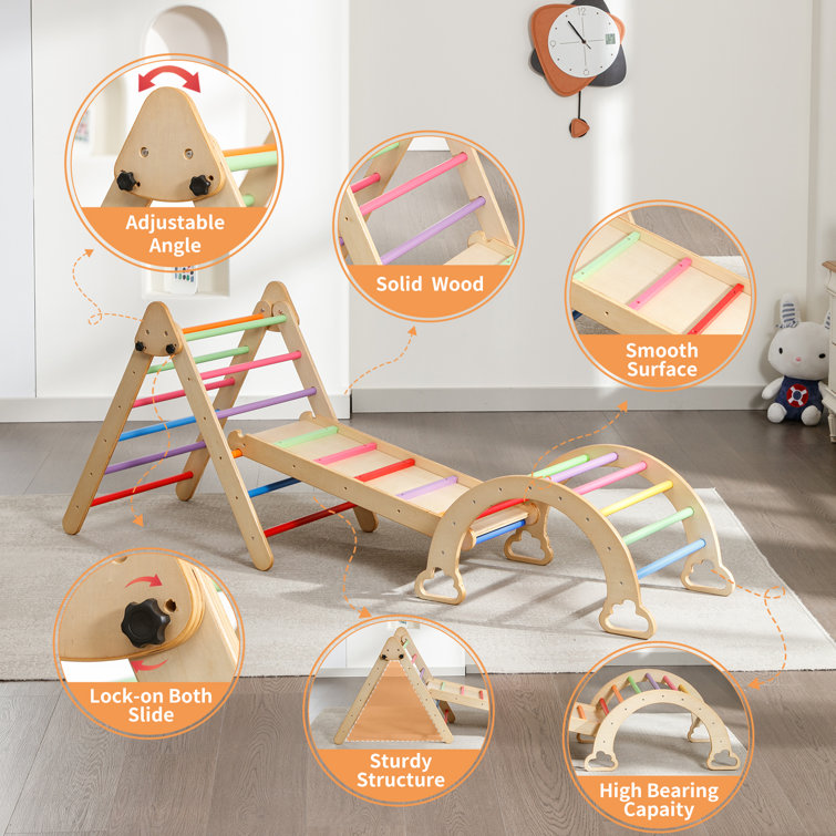 3 in 1 Foldable pikler triangle, pikler triangle set for Toddler