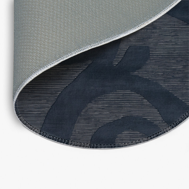 Abstract Gray Indoor and Outdoor Area Rug, Round 5'