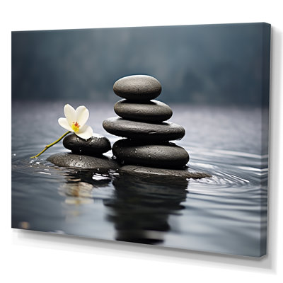 Blue Zen Serenity of Spiritual Stones in Water III - impressions sur toile de pierre spirituelle