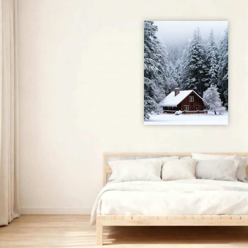 Winter Cabin Unframed Canvas Wall Art  24" X 36"