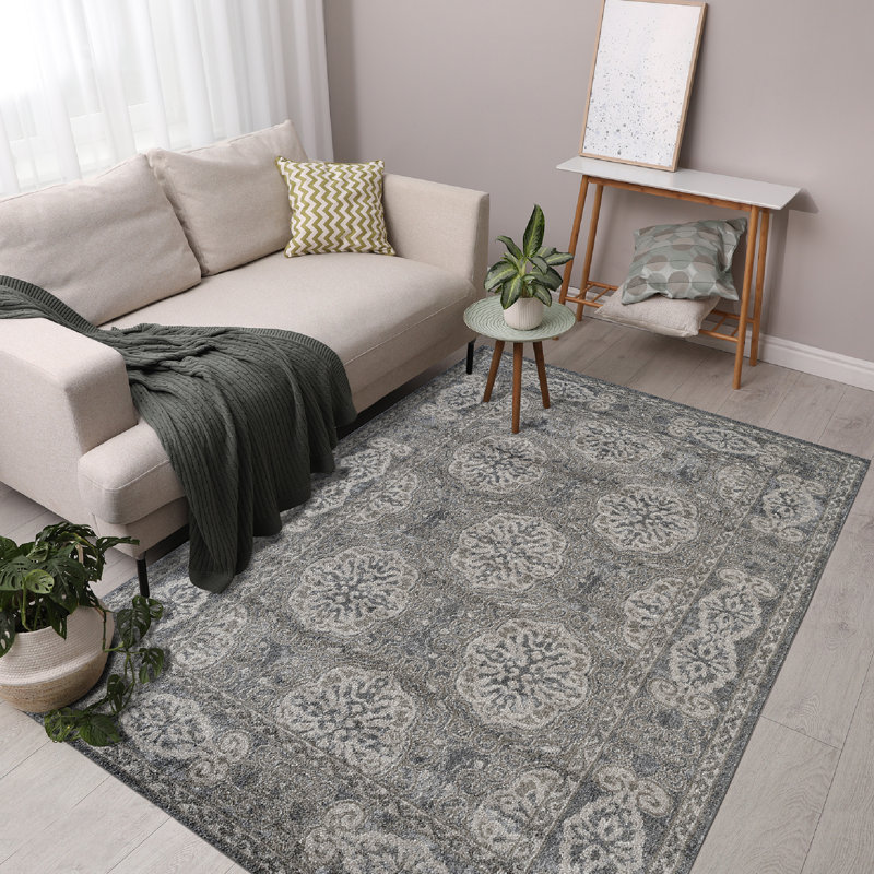 Tapis Honbl Contemporary Farmhouse Medallion, Rectangle 7 pi 9 po x 9 pi 9 po