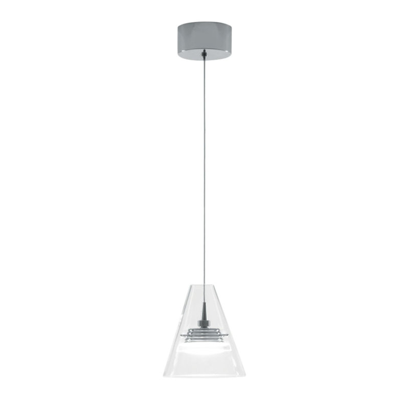 Dillinger 1 - Light Chrome LED Pendant, Clear