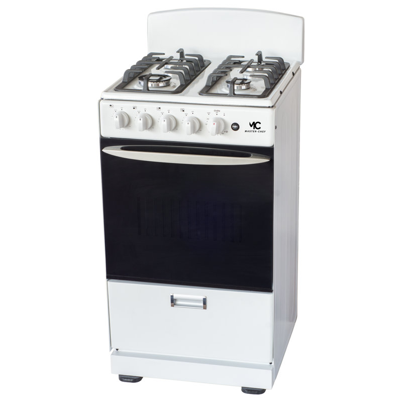 Cuisinière autoportante de 20 po avec une capacité de four de 2,4 pi³ / min - 4 brûleurs scellés Sabaf italiens - Acier inoxydable B