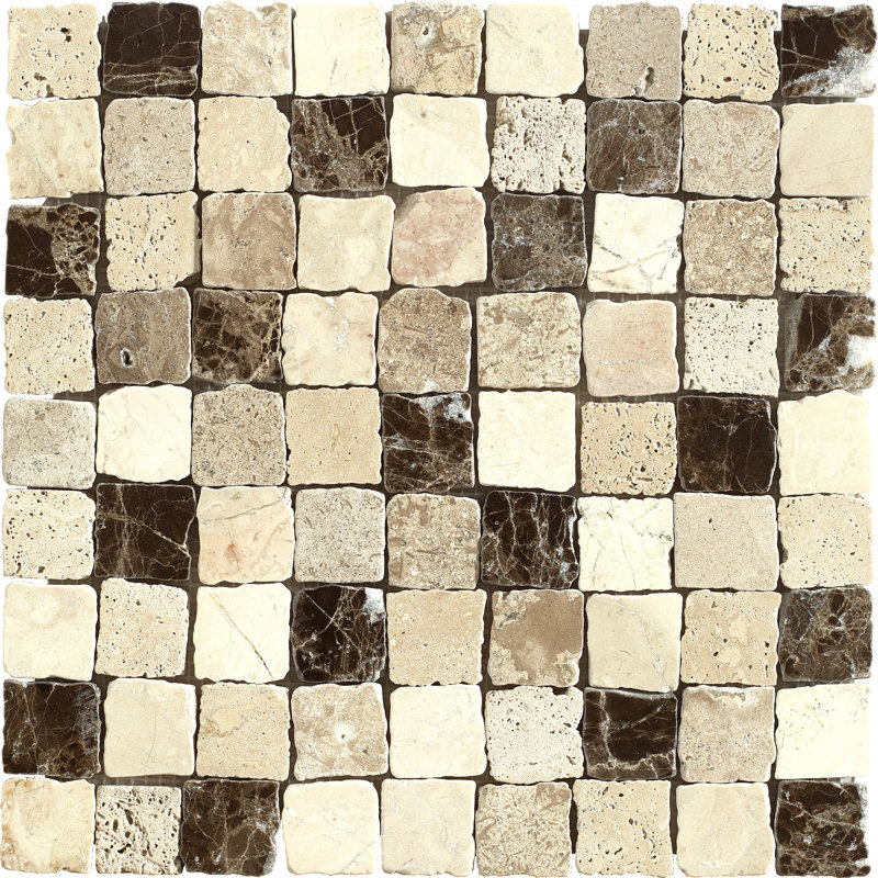 Rabat 1" x 1" Marble Grid Mosaic Wall & Floor Tile, White/Black