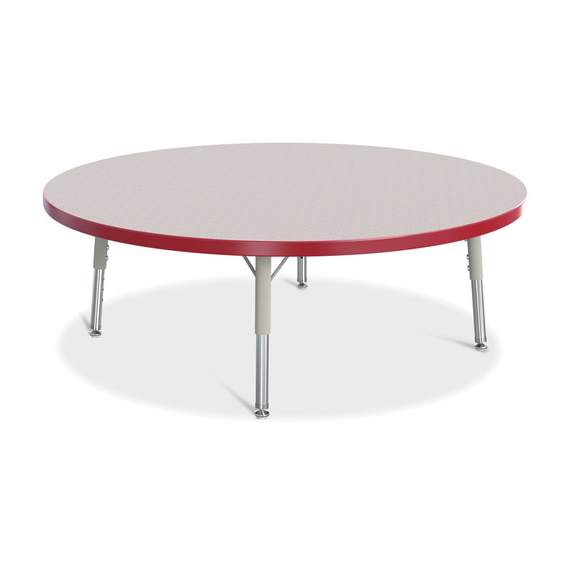 Adjustable Height Round Activity Table with Red Edge