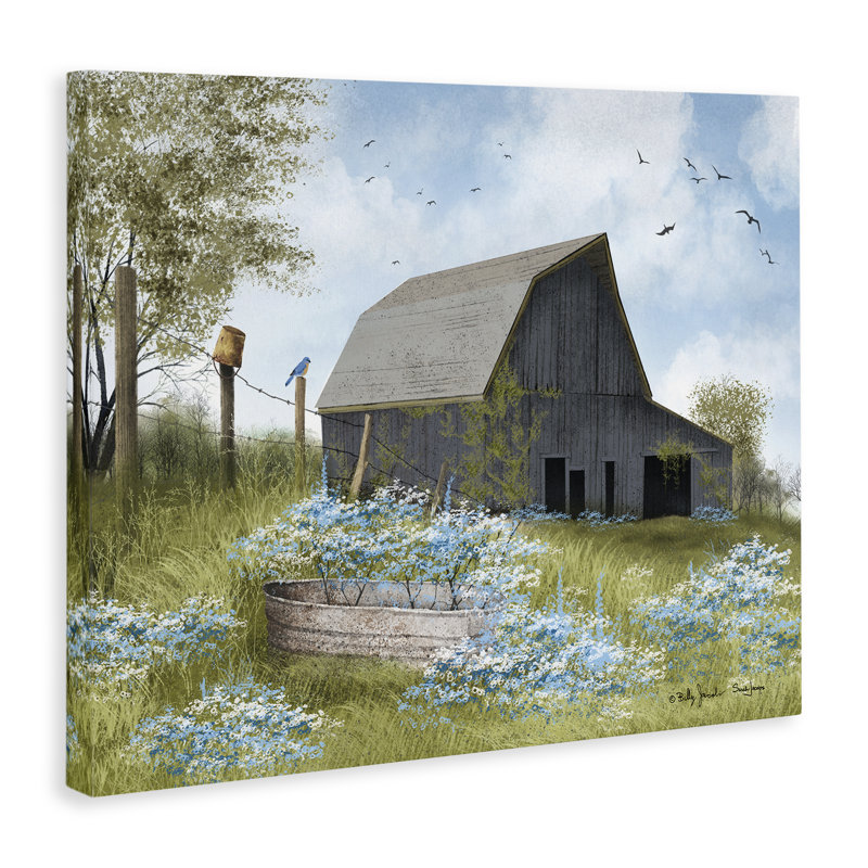  "Blue Floral Country Garden", art mural par Billy Jacobs, H 16 po x l 20 po