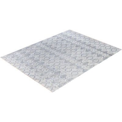Tapis unique noué à la main gris 7 pi 10 po x 10 pi 2 po Leonard