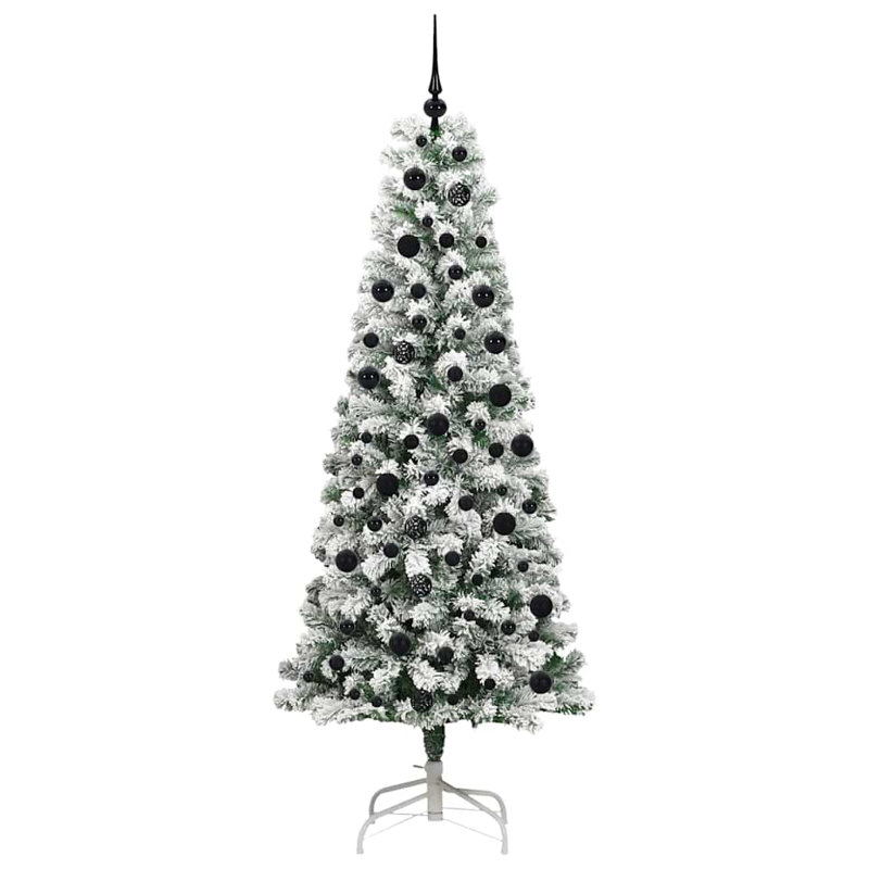Artificial Hinged Christmas Tree Green and white, 6.89 ft