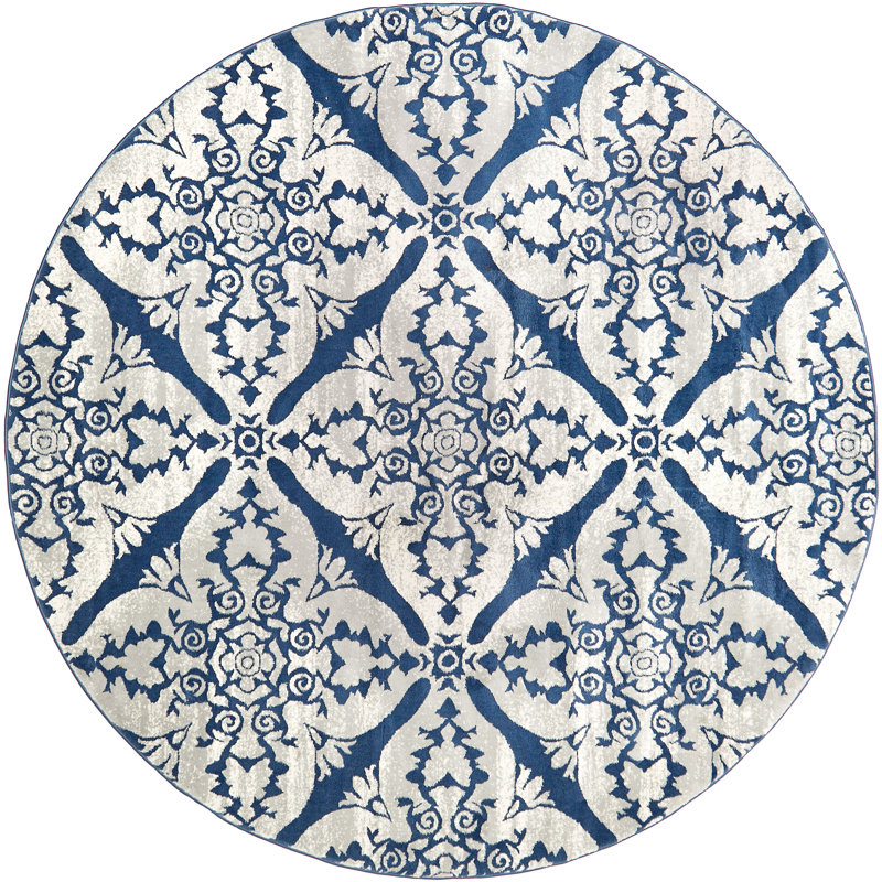 Aquilino Ikat Indoor Rug, Round 7'10"