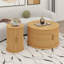 Ensemble de tables basses de style Mid-Century avec porte tambour coulissante, table de bout ronde cannelée avec rangement-793808976