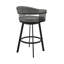 Tabouret de bar pivotant avec structure ouverte en métal et accoudoirs à lattes