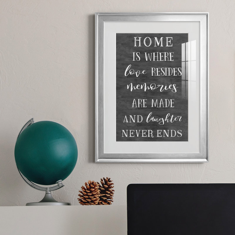«Love Resides» - Reproduction d'art textuel avec cadre photo, H 22,5 po x l 30,5 po x P 1,5 po, Argent