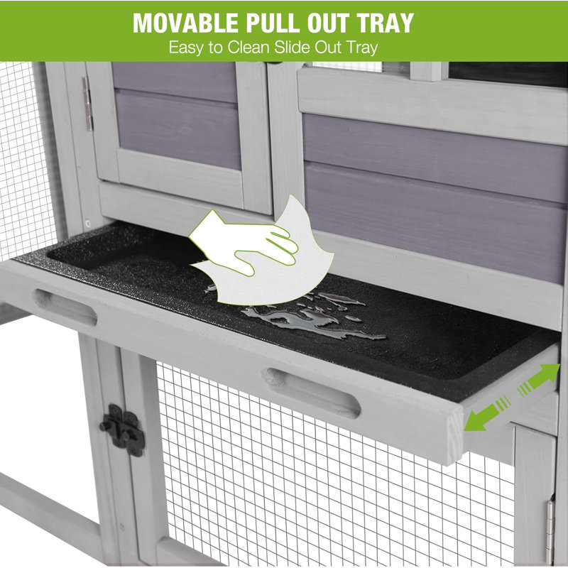 Small Animal Hutch with Ramp, Grey/White