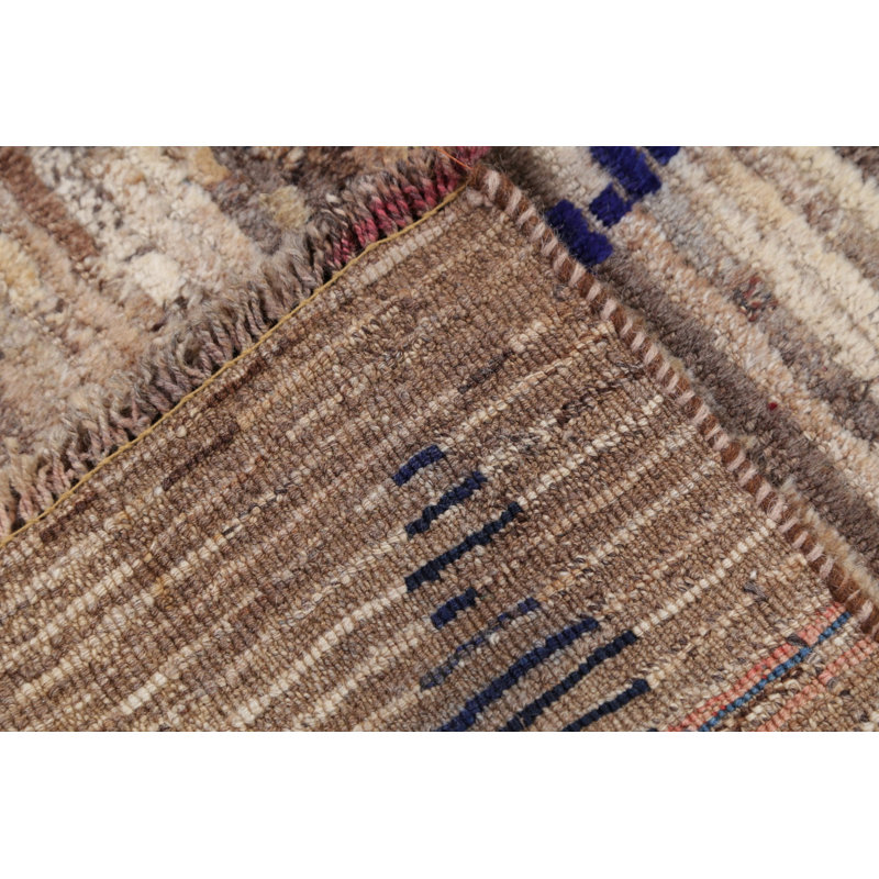 Tapis unique en laine noué à la main brun Gabbeh 3 pi 2 po x 5 pi 5 po Nathanson
