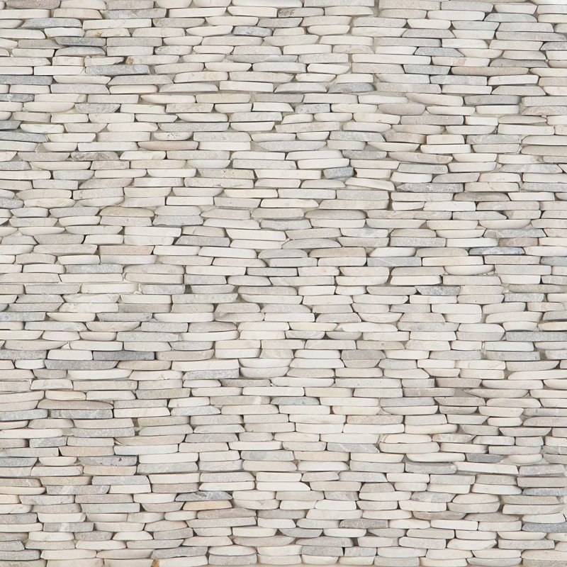 Nature Stacked Pram Gray Pebble Mosaic Tile, Lombok Blend