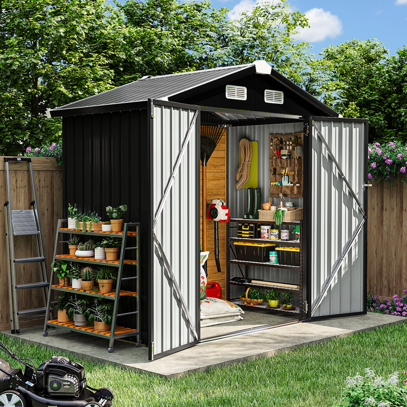 6.5 Ft. W X 4.2 Ft. D Steel Storage Shed With Door Lock