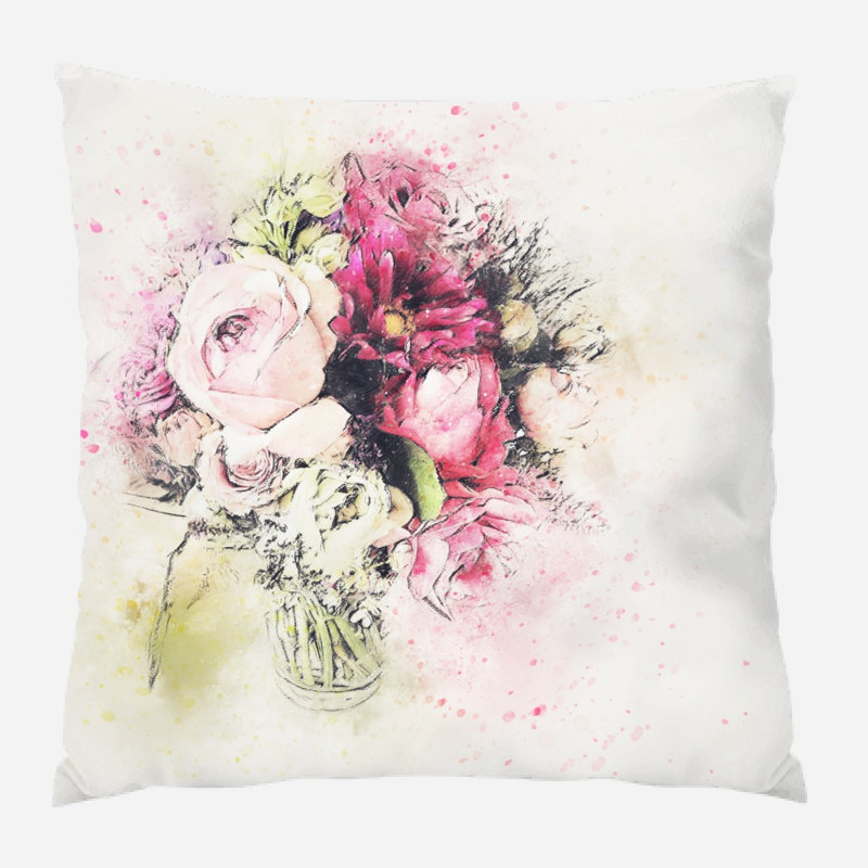 Coussin Flowers, Microsuède, Intérieur