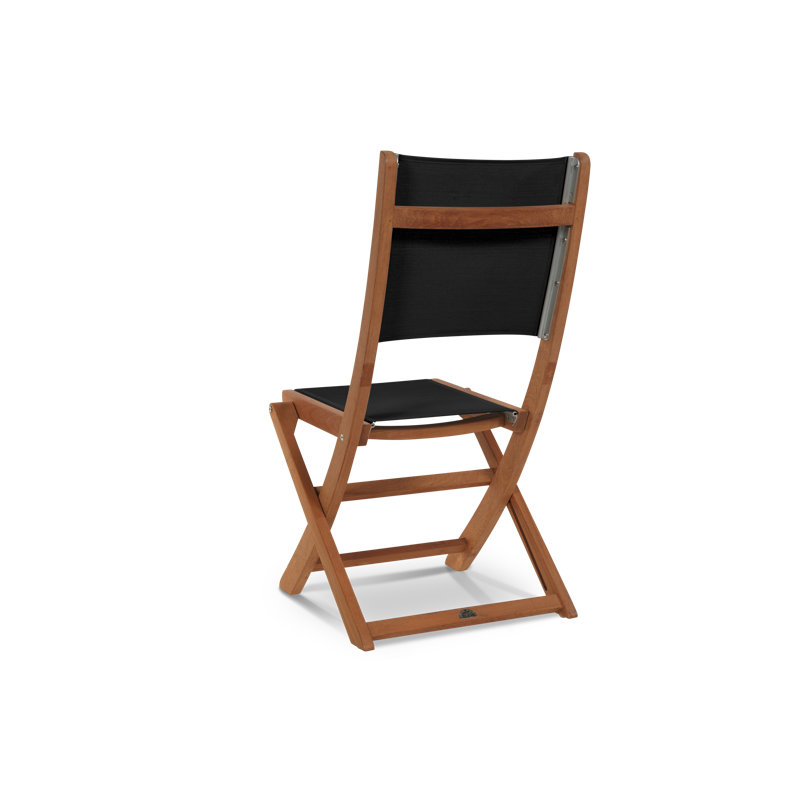 Stella Folding Teak Patio Dining Chair, Black