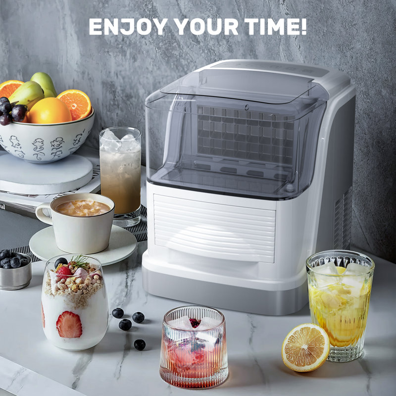 Cubic Ice Maker Machine, 2 Ice Size, 33 Lbs/day, 24 Pcs Ice Cube Per Cycle, Large Ice Cube Storage Capacity, Adjustable Ice Thickness For Home/office/dorm