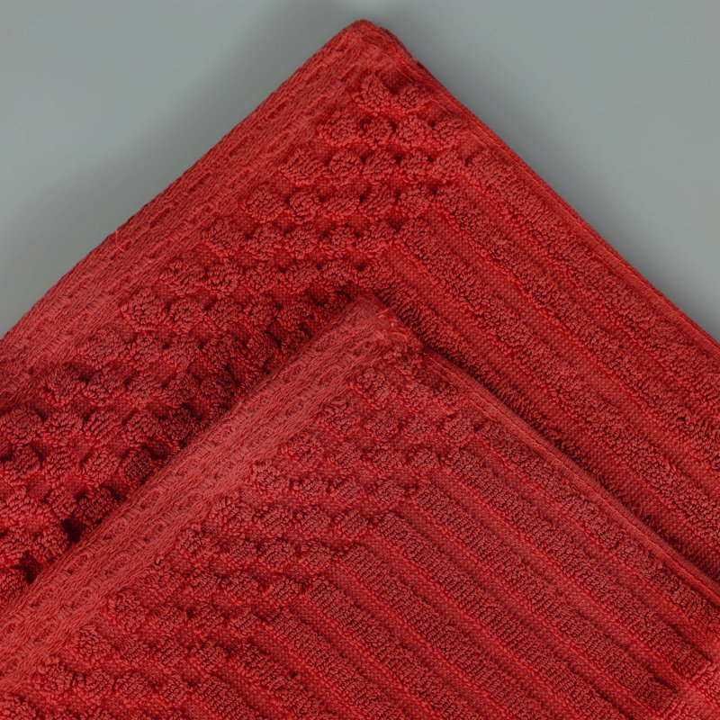 Ribbed Cotton Absorbent Heavyweight Bath Towel, Burgundy