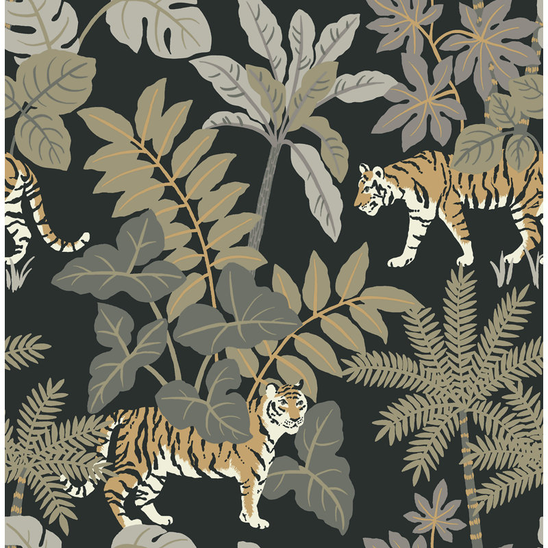 Caspian Jungle Prowl Wallpaper, Black